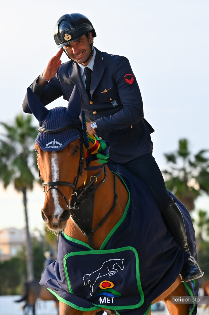 Gold tour 1m45 - Grand Prix, Emilio Bicocchi, ITA, RONDINE DEL TERRICCIO Emilio Bicocchi and Rondine Del Terricio top the CSI2* Grand Prix at Autumn MET III 2021