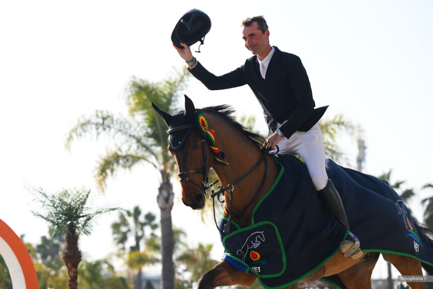 Gold tour 1m50 - Grand Prix, prize giving, Nicolas Delmotte, FRA, CITADIN DU CHATELLIER Citadin du Chatellier and Nicolas Delmotte double up at Spring MET II 2023