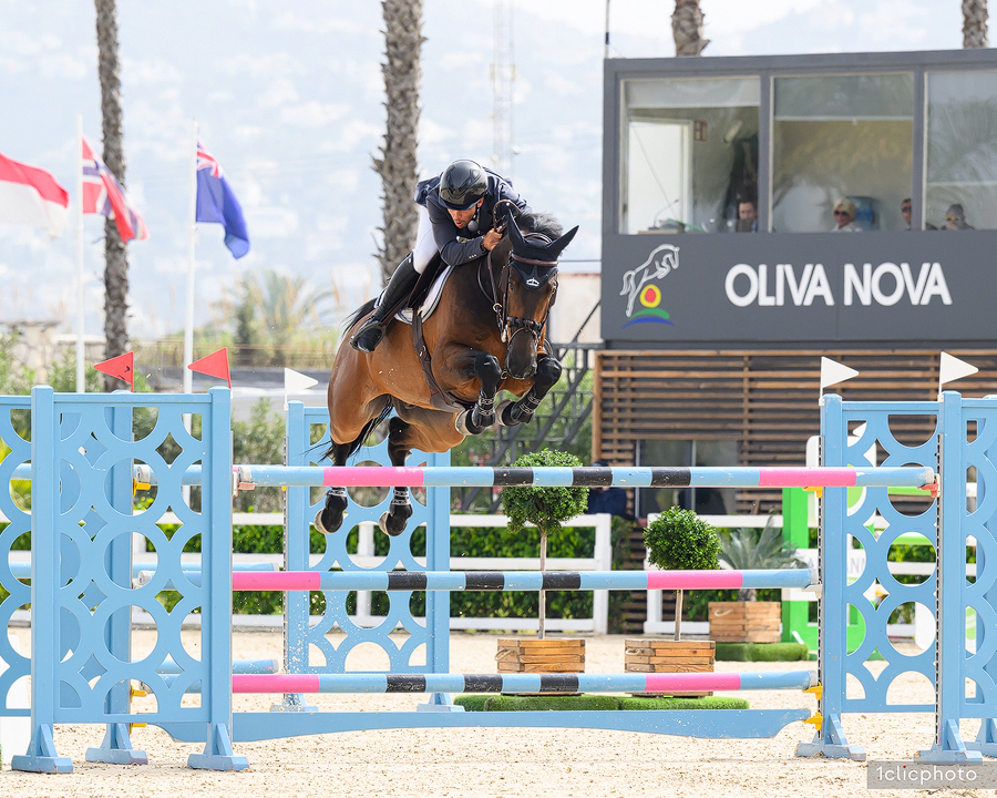 Sergio Alvarez Moya and Jackson top a Spanish podium in the CSI2* 1.45m Grand Prix presented by Dammann Reitplatz. -u. Sportplatzbau GmbH at Spring MET IV 2024